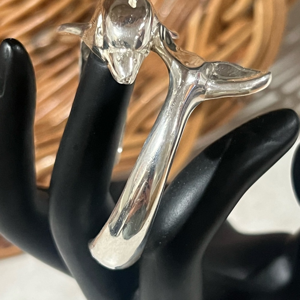 Vintage Taxco Mexico Sterling Silver Dolphin Cuff Bracelet – 925 Solid Silver - Picture 6 of 16